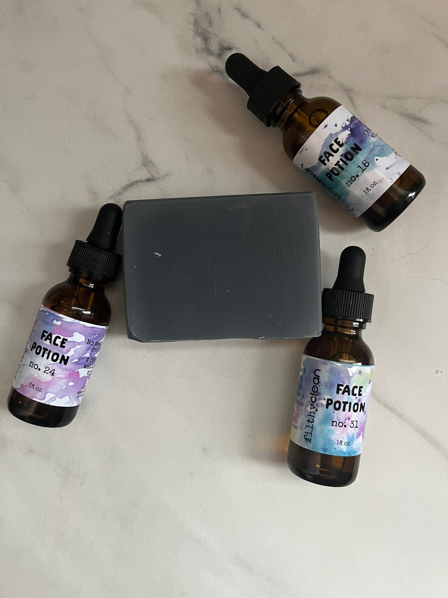 filthy clean: black gold + face potion